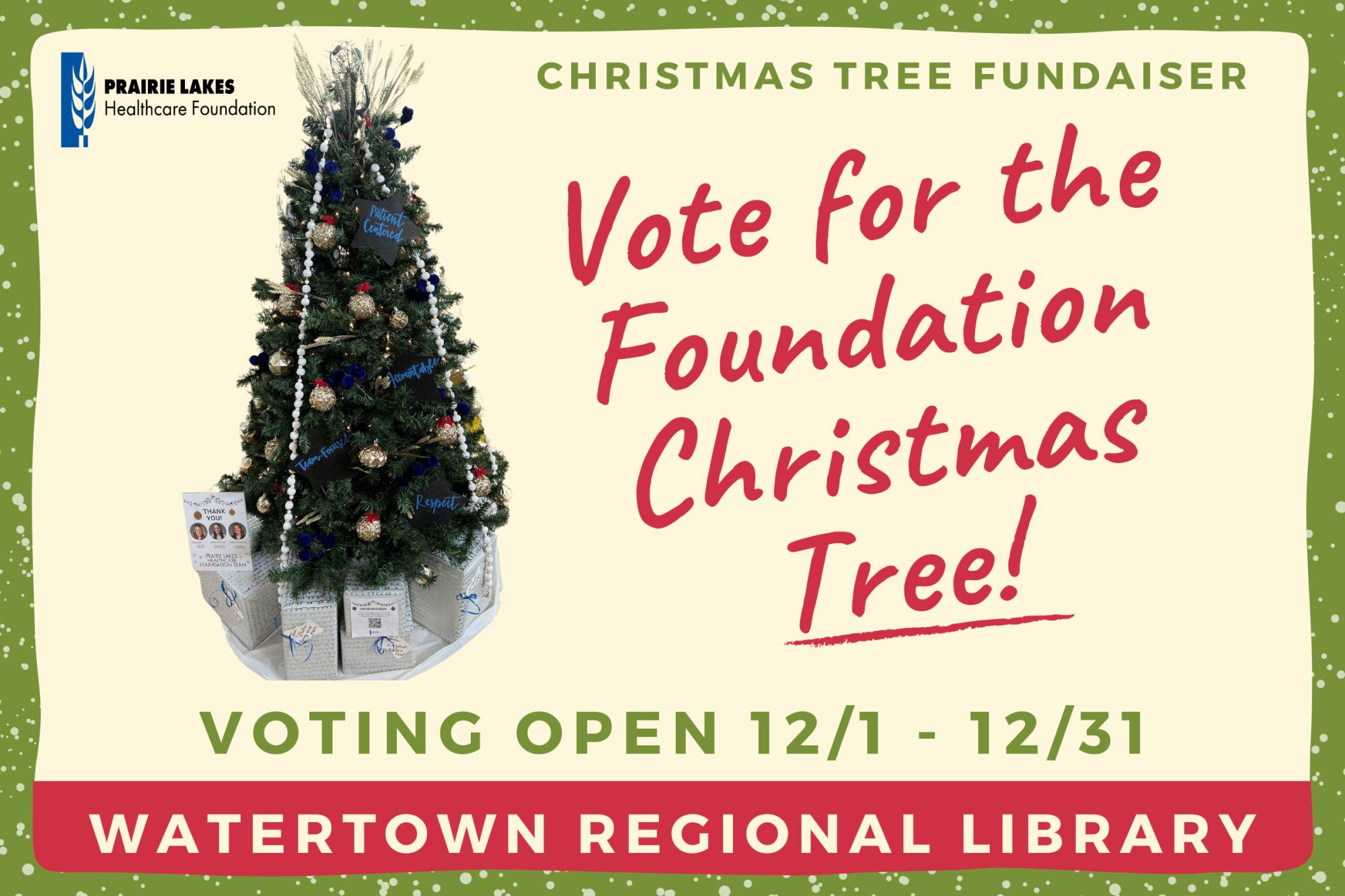 Support the Prairie Lakes Healthcare Foundation&#039;s Tree at the Library